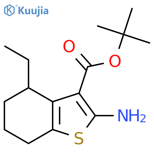 Tert-butyl 2-amino-4-ethyl-4,5,6,7-tetrahydro-1-benzothiophene-3-carboxylate structure