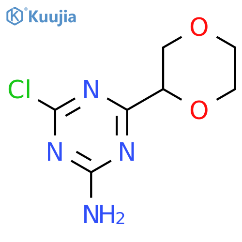 1,3,5-Triazin-2-amine, 4-chloro-6-(1,4-dioxan-2-yl)- structure