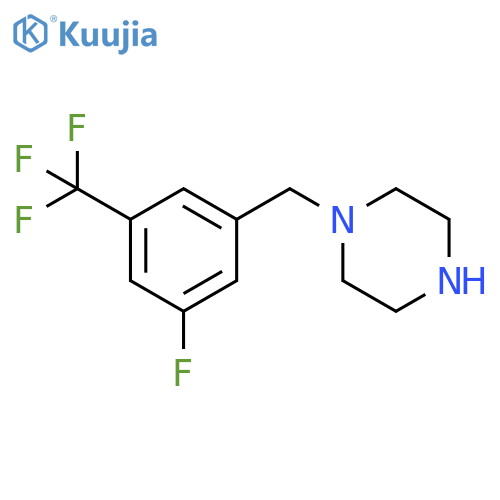 1-{3-fluoro-5-(trifluoromethyl)phenylmethyl}piperazine structure
