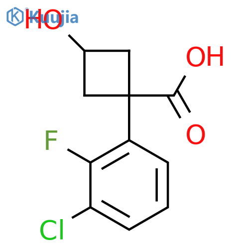 1-(3-chloro-2-fluorophenyl)-3-hydroxycyclobutane-1-carboxylic acid structure