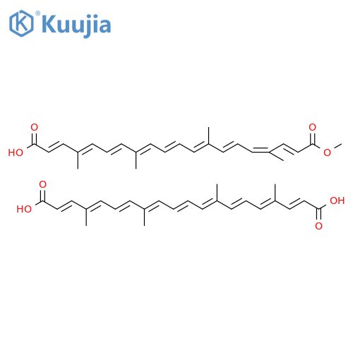 2,4,6,8,10,12,14,16,18-Eicosanonaenedioic acid, 4,8,13,17-tetramethyl-, (2E,4E,6E,10E,12E,14E,16E,18E)-, mixt. with (2E,4Z,6E,8E,10E,12E,14E,16E,18E)-methyl hydrogen 4,8,13,17-tetramethyl-2,4,6,8,10,12,14,16,18-eicosanonaenedioate (9CI) structure