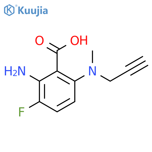 2-amino-3-fluoro-6-methyl(prop-2-yn-1-yl)aminobenzoic acid structure