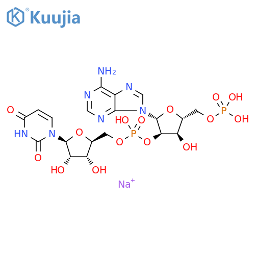 β-L-Uridine, 5'-O-phosphonoadenylyl-(2'→5')-, sodium salt (1:1) structure