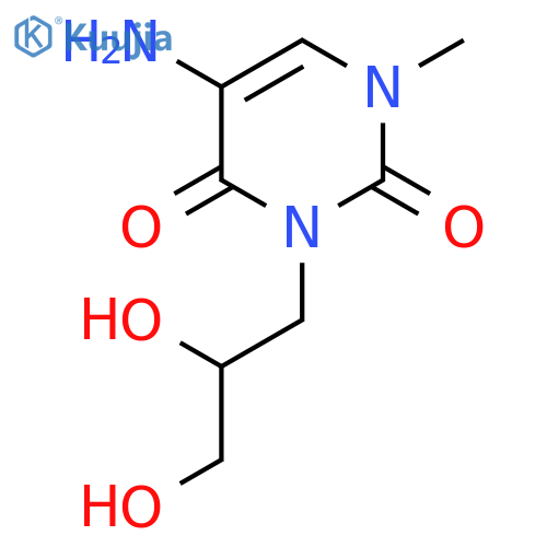 5-amino-3-(2,3-dihydroxypropyl)-1-methyl-1,2,3,4-tetrahydropyrimidine-2,4-dione structure