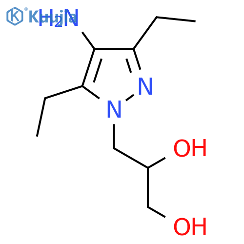 3-(4-amino-3,5-diethyl-1H-pyrazol-1-yl)propane-1,2-diol structure