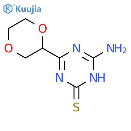 1,3,5-Triazine-2(1H)-thione, 6-amino-4-(1,4-dioxan-2-yl)- structure