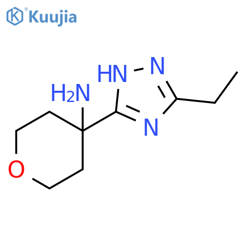 4-(5-ethyl-1H-1,2,4-triazol-3-yl)oxan-4-amine structure