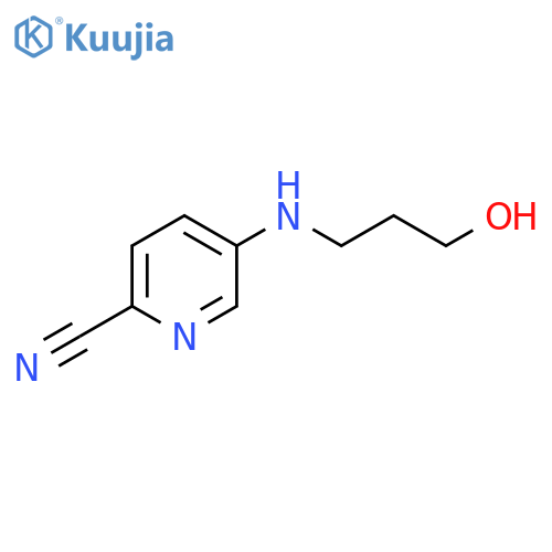 5-(3-hydroxypropyl)aminopyridine-2-carbonitrile structure
