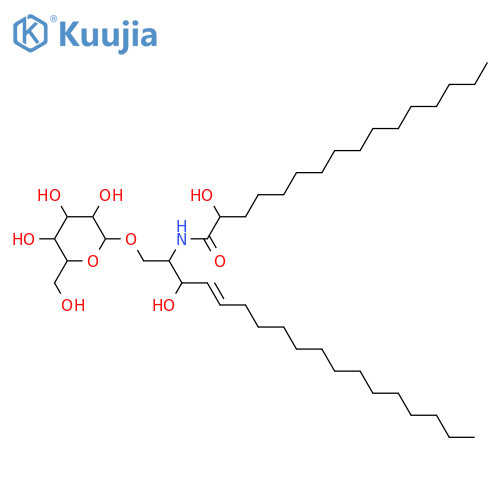 2-Amino-4-octadecene-1,3-diol; (2S,3R,4E)-form, N-(2R-Hydroxyhexadecanoyl), 1-O-β-D-glucopyranoside structure