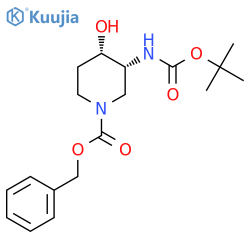 Benzyl (3R,4S)-3-((tert-butoxycarbonyl)amino)-4-hydroxypiperidine-1-carboxylate structure