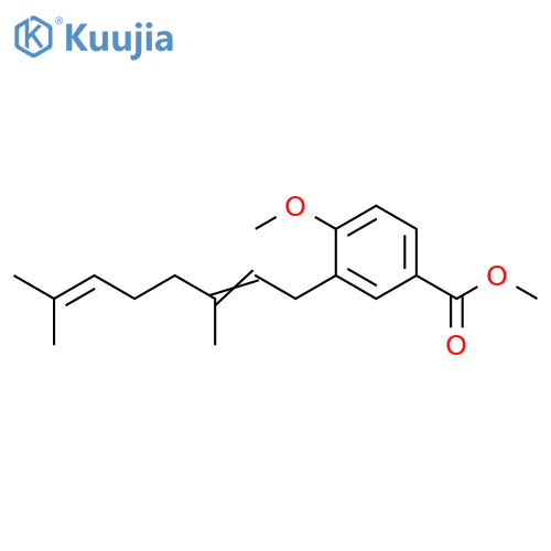 Benzoic acid, 3-(3,7-dimethyl-2,6-octadien-1-yl)-4-methoxy-, methyl ester structure