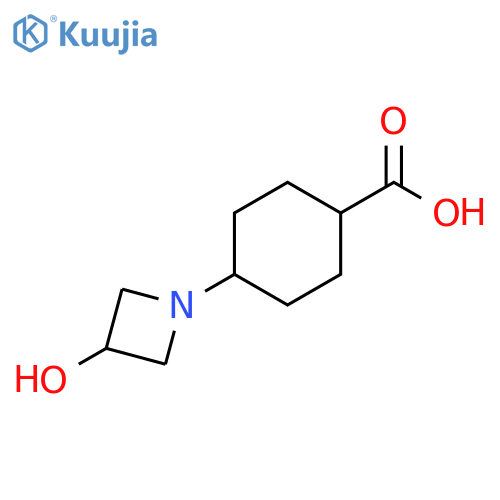 4-(3-hydroxyazetidin-1-yl)cyclohexane-1-carboxylic acid structure