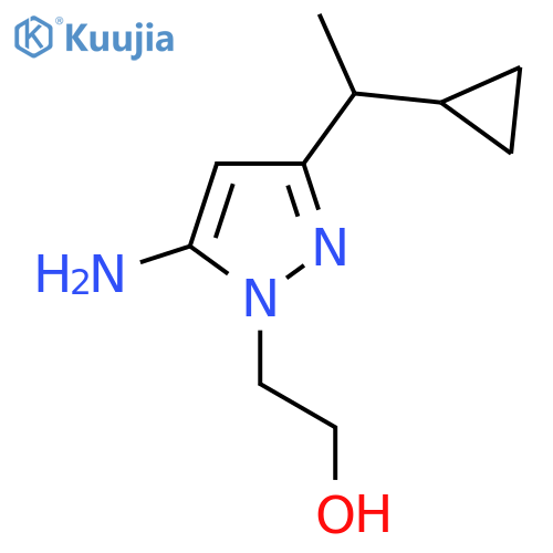 2-5-amino-3-(1-cyclopropylethyl)-1H-pyrazol-1-ylethan-1-ol structure