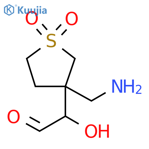 3-Thiopheneacetaldehyde, 3-(aminomethyl)tetrahydro-α-hydroxy-, 1,1-dioxide structure