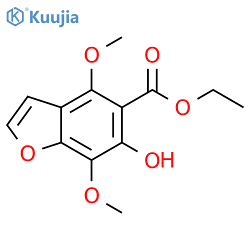 5-Benzofurancarboxylic acid, 6-hydroxy-4,7-dimethoxy-, ethyl ester structure
