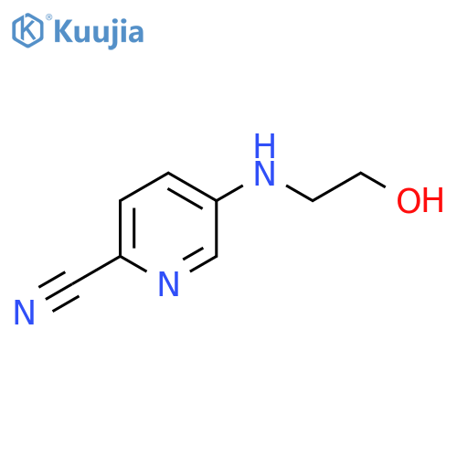 5-(2-hydroxyethyl)aminopyridine-2-carbonitrile structure
