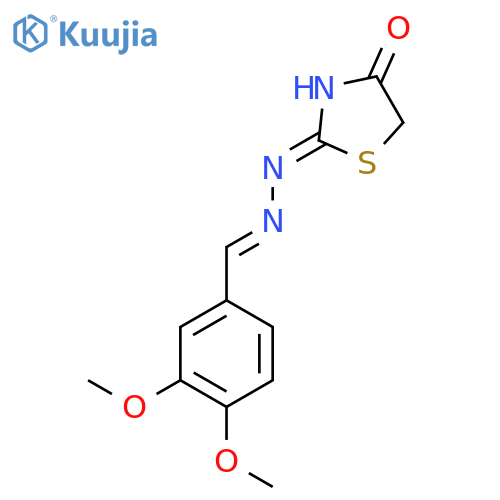 (2Z)-2-(E)-2-(3,4-dimethoxyphenyl)methylidenehydrazin-1-ylidene-1,3-thiazolidin-4-one structure