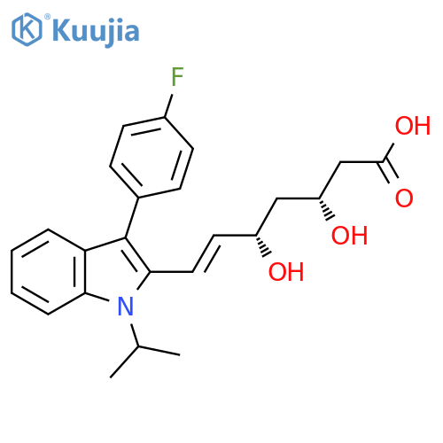 (3R,5S)-7-3-(4-fluorophenyl)-1-(propan-2-yl)-1H-indol-2-yl-3,5-dihydroxyhept-6-enoic acid structure