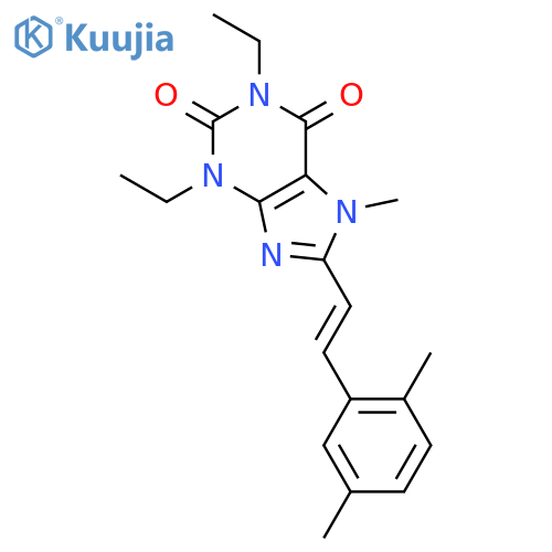 1H-Purine-2,6-dione,8-[2-(2,5-dimethylphenyl)ethenyl]-1,3-diethyl-3,7-dihydro-7-methyl-, (E)- (9CI) structure