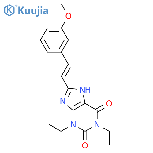 1H-Purine-2,6-dione,1,3-diethyl-3,7-dihydro-8-[2-(3-methoxyphenyl)ethenyl]-, (E)- (9CI) structure