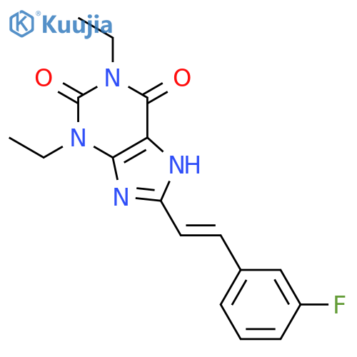 1H-Purine-2,6-dione,1,3-diethyl-8-[2-(3-fluorophenyl)ethenyl]-3,7-dihydro-, (E)- (9CI) structure