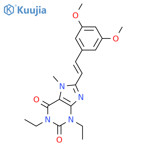 1H-Purine-2,6-dione,8-[2-(3,5-dimethoxyphenyl)ethenyl]-1,3-diethyl-3,7-dihydro-7-methyl-, (E)-(9CI) structure