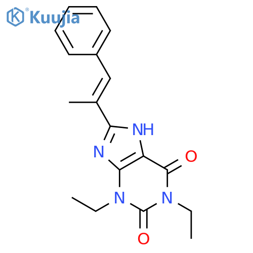 1H-Purine-2,6-dione,1,3-diethyl-3,7-dihydro-8-(1-methyl-2-phenylethenyl)-, (E)- (9CI) structure