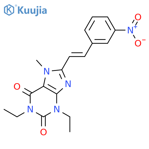 1H-Purine-2,6-dione,1,3-diethyl-3,7-dihydro-7-methyl-8-[2-(3-nitrophenyl)ethenyl]-, (E)- (9CI) structure