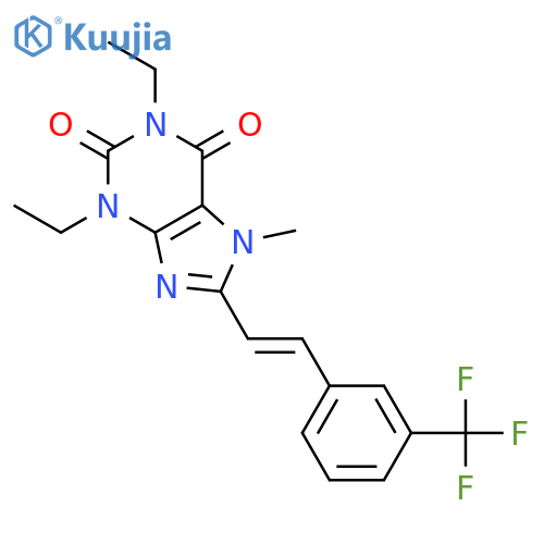 1H-Purine-2,6-dione,1,3-diethyl-3,7-dihydro-7-methyl-8-[2-[3-(trifluoromethyl)phenyl]ethenyl]-,(E)- (9CI) structure