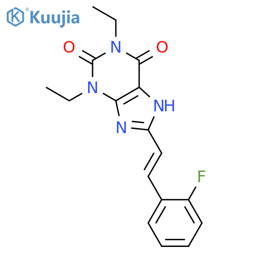 1H-Purine-2,6-dione,1,3-diethyl-8-[2-(2-fluorophenyl)ethenyl]-3,7-dihydro-, (E)- (9CI) structure