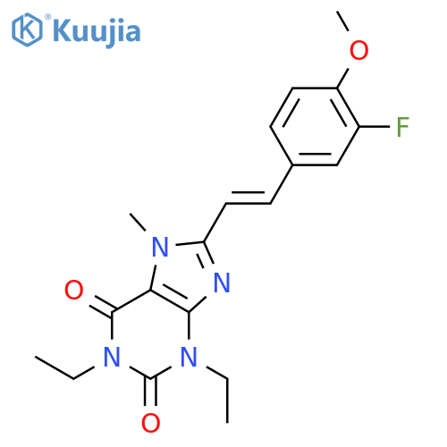 1H-Purine-2,6-dione,1,3-diethyl-8-[2-(3-fluoro-4-methoxyphenyl)ethenyl]-3,7-dihydro-7-methyl-, (E)-(9CI) structure