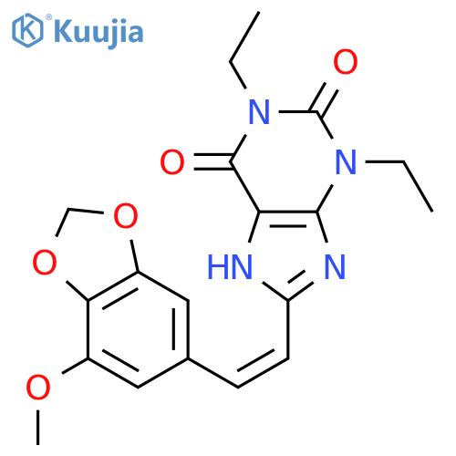 1H-Purine-2,6-dione,1,3-diethyl-3,7-dihydro-8-[2-(7-methoxy-1,3-benzodioxol-5-yl)ethenyl]-, (E)-(9CI) structure