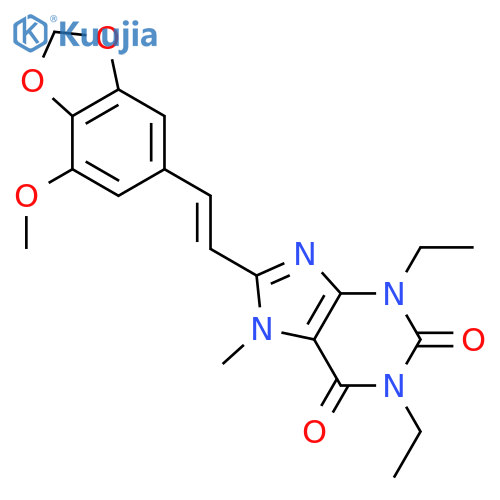 1H-Purine-2,6-dione,1,3-diethyl-3,7-dihydro-8-[(1E)-2-(7-methoxy-1,3-benzodioxol-5-yl)ethenyl]-7-methyl- structure