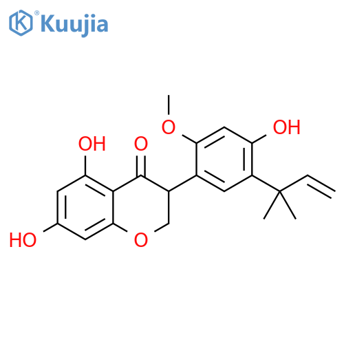 4H-1-Benzopyran-4-one,3-[5-(1,1-dimethyl-2-propenyl)-4-hydroxy-2-methoxyphenyl]-2,3-dihydro-5,7-dihydroxy-(9CI) structure