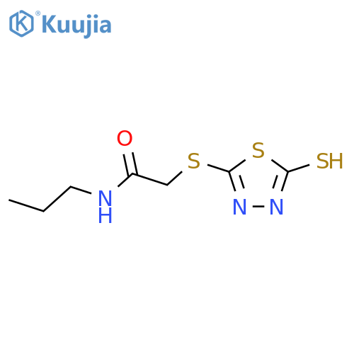 N-Propyl-2-(5-sulfanyl-1,3,4-thiadiazol-2-yl)sulfanylacetamide structure