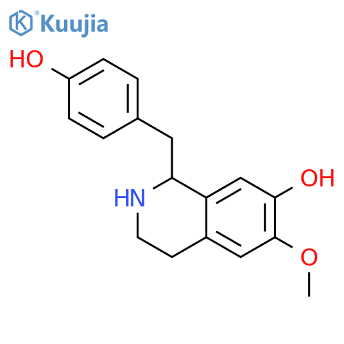 1-(4-hydroxybenzyl)-6-methoxy-1,2,3,4-tetrahydroisoquinolin-7-ol structure