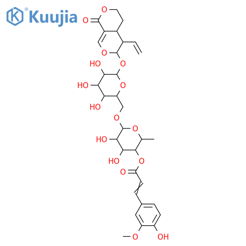 1H,3H-Pyrano[3,4-c]pyran-1-one, 6-[[6-O-[6-deoxy-4-O-[(2E)-3-(4-hydroxy-3-methoxyphenyl)-1-oxo-2-propenyl]-α-L-mannopyranosyl]-β-D-glucopyranosyl]oxy]-5-ethenyl-4,4a,5,6-tetrahydro-, (4aS,5R,6S)- (9CI) structure