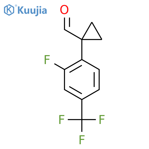 1-2-fluoro-4-(trifluoromethyl)phenylcyclopropane-1-carbaldehyde structure