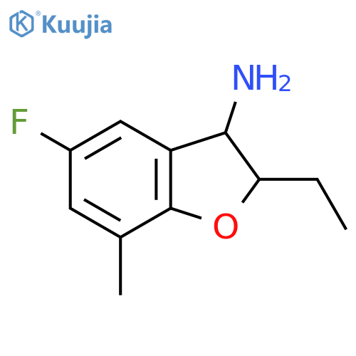 2-ethyl-5-fluoro-7-methyl-2,3-dihydro-1-benzofuran-3-amine structure