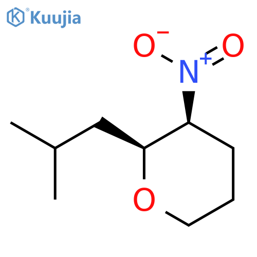 2H-Pyran, tetrahydro-2-(2-methylpropyl)-3-nitro-, cis- structure