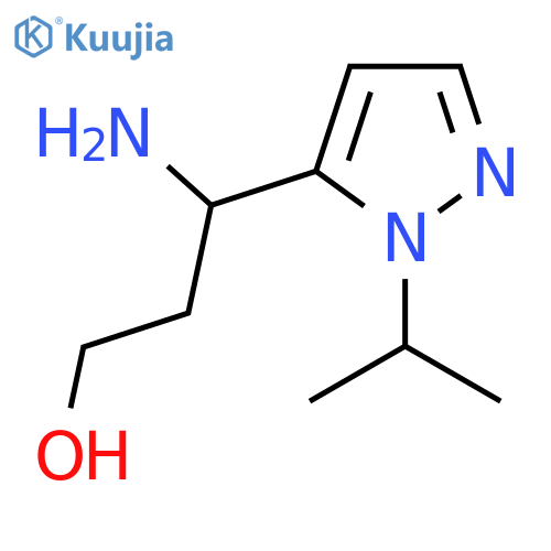 3-amino-3-1-(propan-2-yl)-1H-pyrazol-5-ylpropan-1-ol structure
