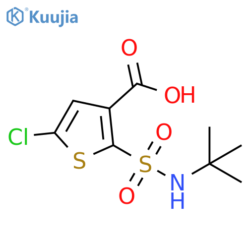 2-(tert-butylsulfamoyl)-5-chlorothiophene-3-carboxylic acid structure