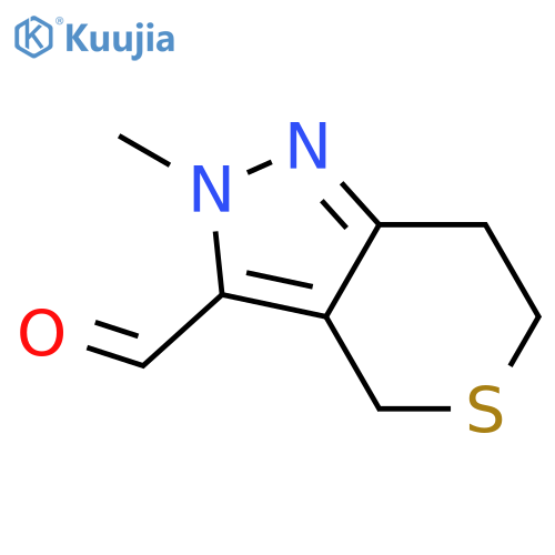 2-methyl-2H,4H,6H,7H-thiopyrano4,3-cpyrazole-3-carbaldehyde structure