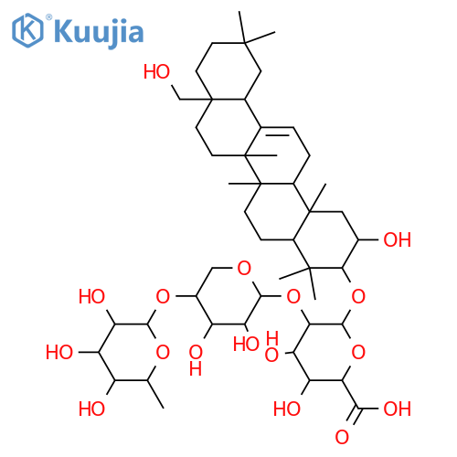 b-D-Glucopyranosiduronic acid, (2b,3b)-2,28-dihydroxyolean-12-en-3-yl O-6-deoxy-a-L-mannopyranosyl-(1®4)-O-b-D-xylopyranosyl-(1®2)- (9CI) structure