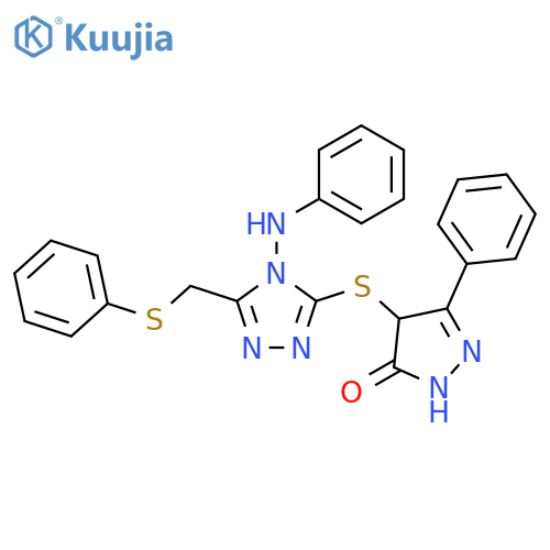 3H-Pyrazol-3-one,2,4-dihydro-5-phenyl-4-[[4-(phenylamino)-5-[(phenylthio)methyl]-4H-1,2,4-triazol-3-yl]thio]- structure