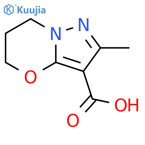 2-methyl-5H,6H,7H-pyrazolo[3,2-b][1,3]oxazine-3-carboxylic acid structure