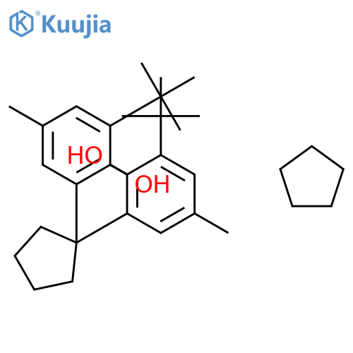 Bis(2-hydroxy-3-tert-butyl-5-methylphenyl)dicyclopentane structure