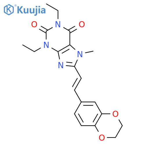 1H-Purine-2,6-dione,8-[2-(2,3-dihydro-1,4-benzodioxin-6-yl)ethenyl]-1,3-diethyl-3,7-dihydro-7-methyl-,(E)- (9CI) structure