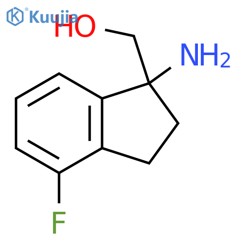 (1-amino-4-fluoro-2,3-dihydro-1H-inden-1-yl)methanol structure