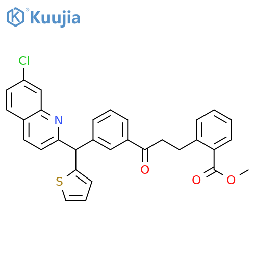 Methyl 2-(3-(3-((7-chloroquinolin-2-yl)(thiophen-2-yl)methyl)phenyl)-3-oxopropyl)benzoate structure